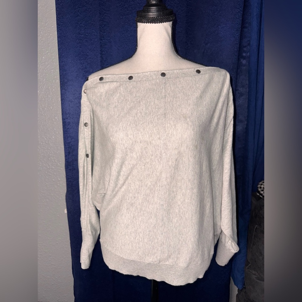 All Saints Off-Shoulder Sweater - Light Gray
